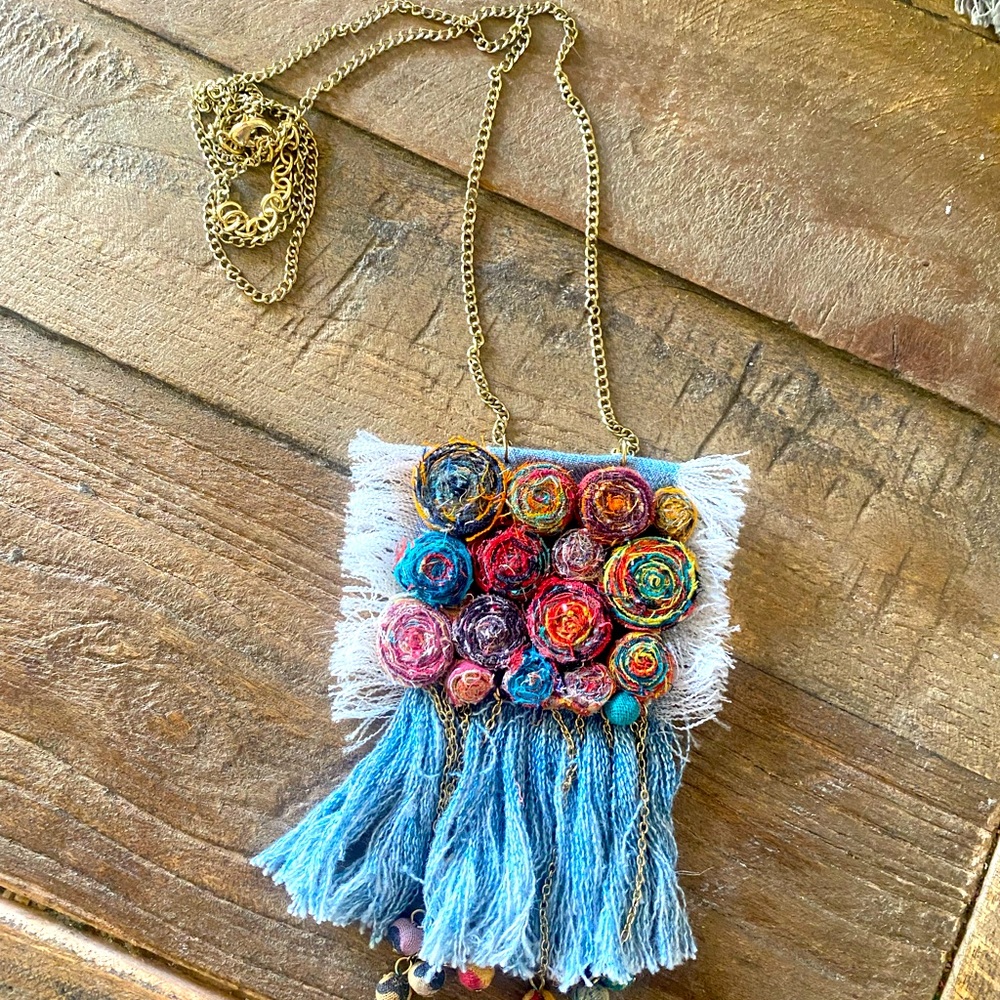 Statement necklace. Artistic multicolored pastels! Very boho!